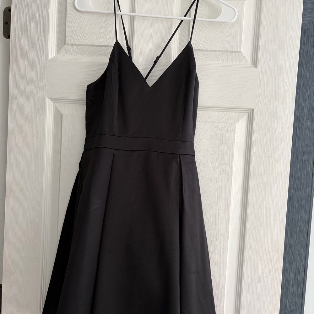 Lulu's Black Spaghetti-Strap V-Neck Mini Dress